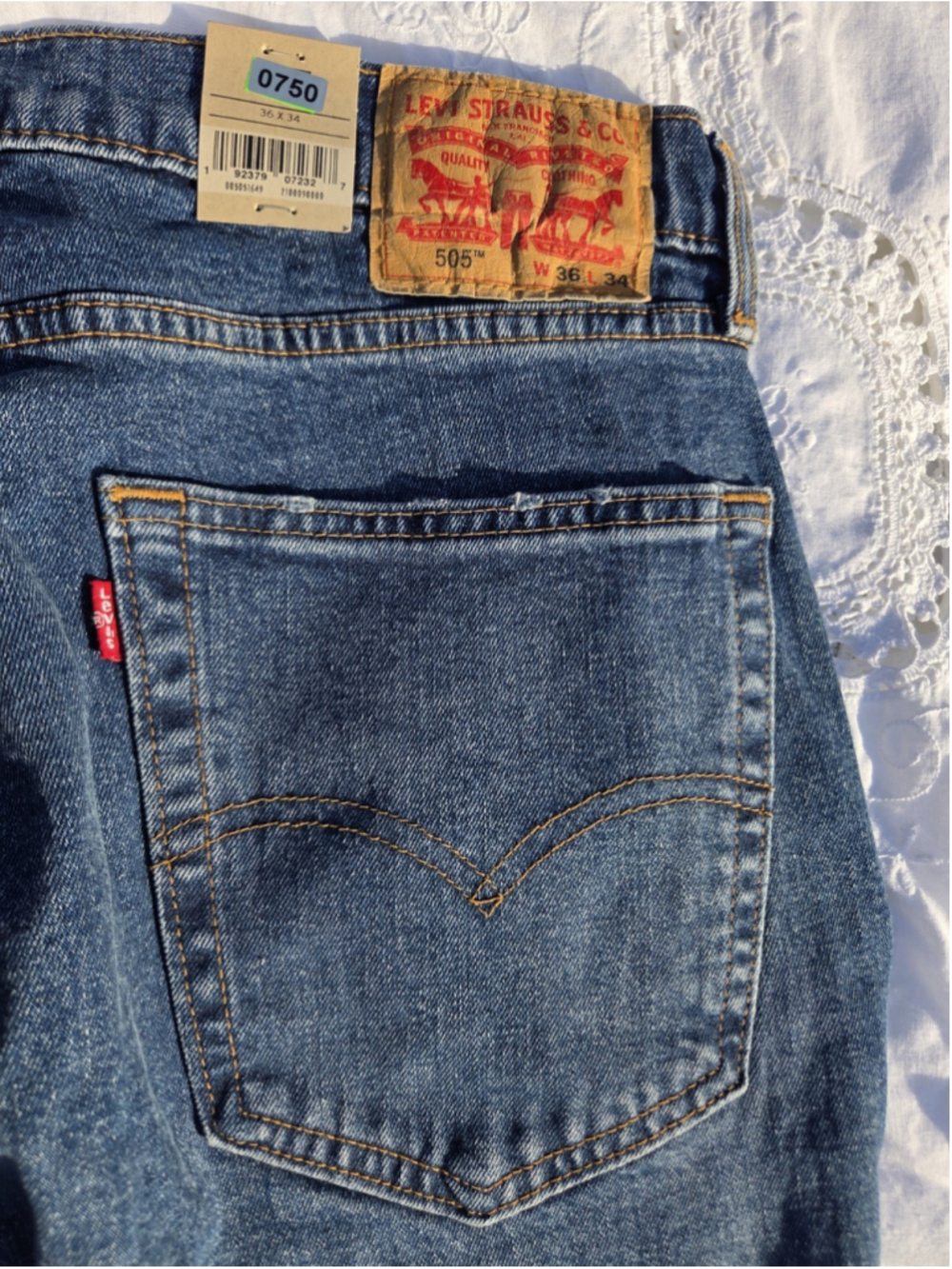 Levi’s 505 Regular Stretch Jeans Men’s 36x34 Blue Denim NWT #750